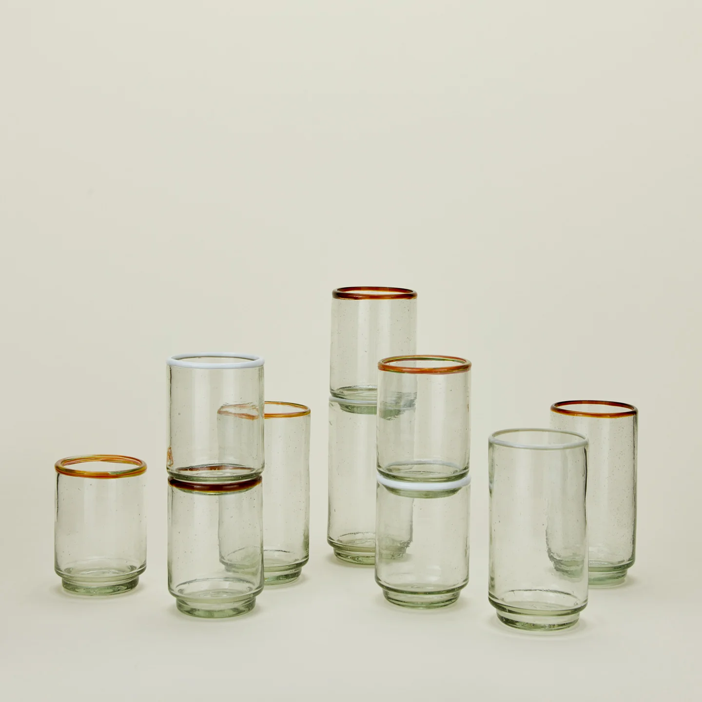 Color Rim Stacking Glass - Amber - Image 6