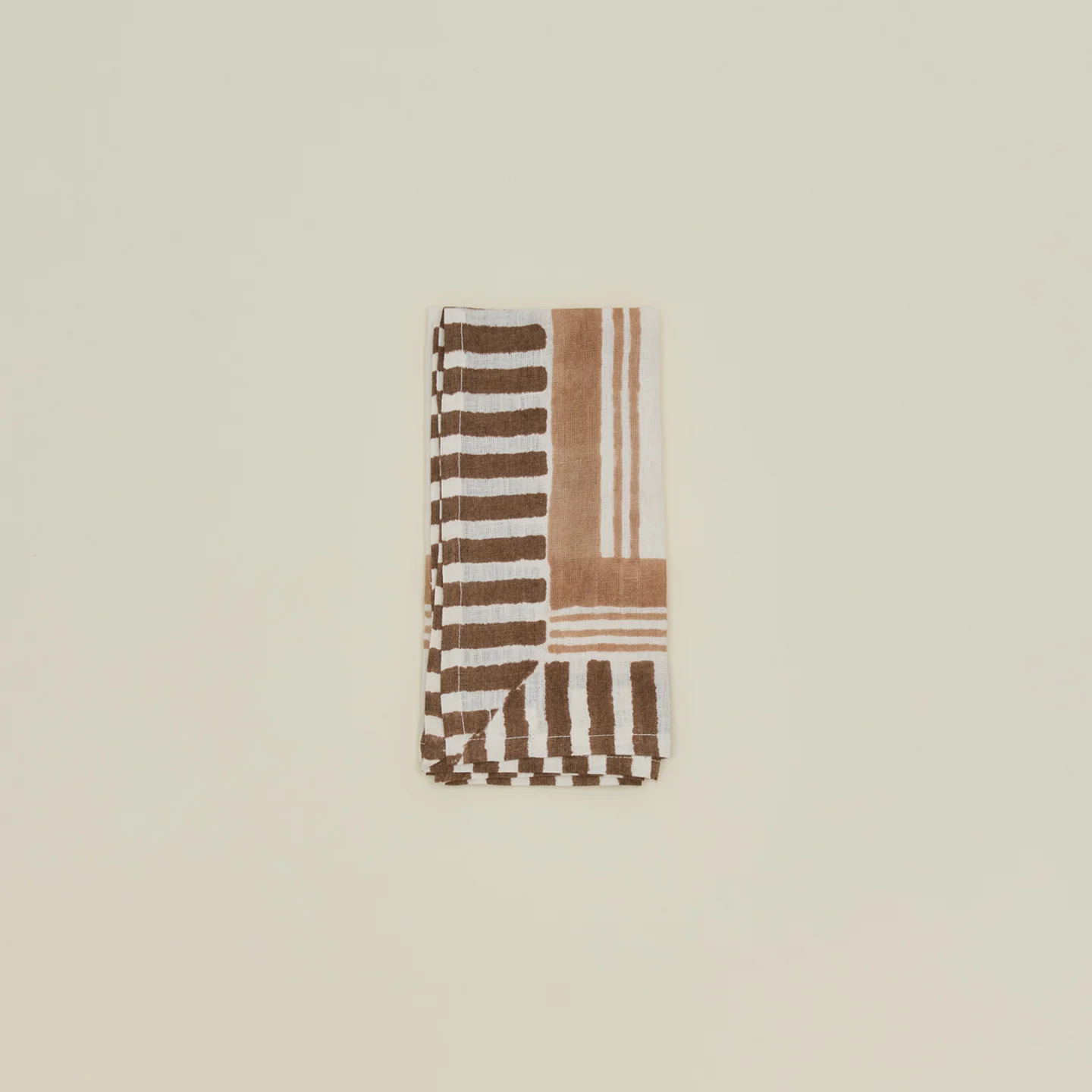 Ella Block Printed Linen Napkin - Hazelnut