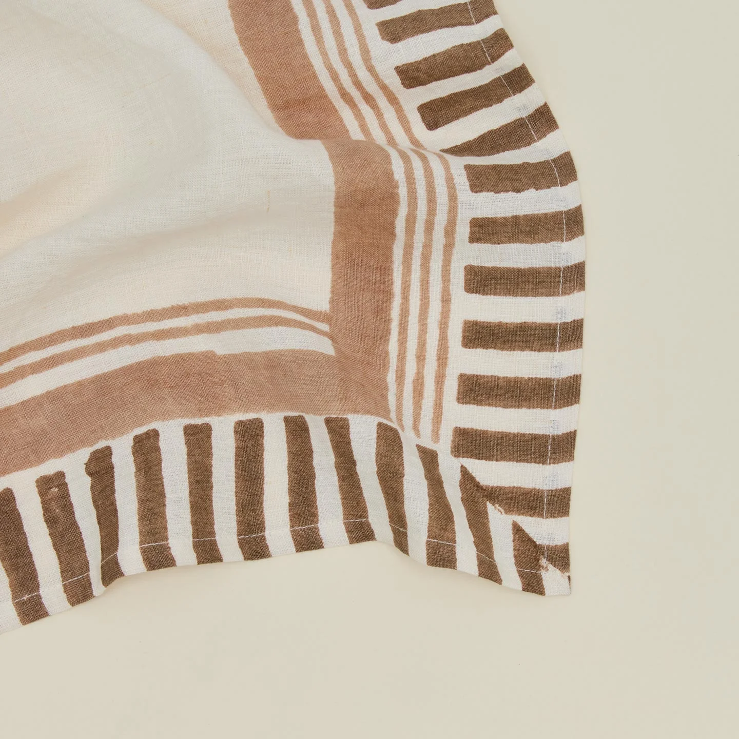 Ella Block Printed Linen Napkin - Hazelnut - Image 4