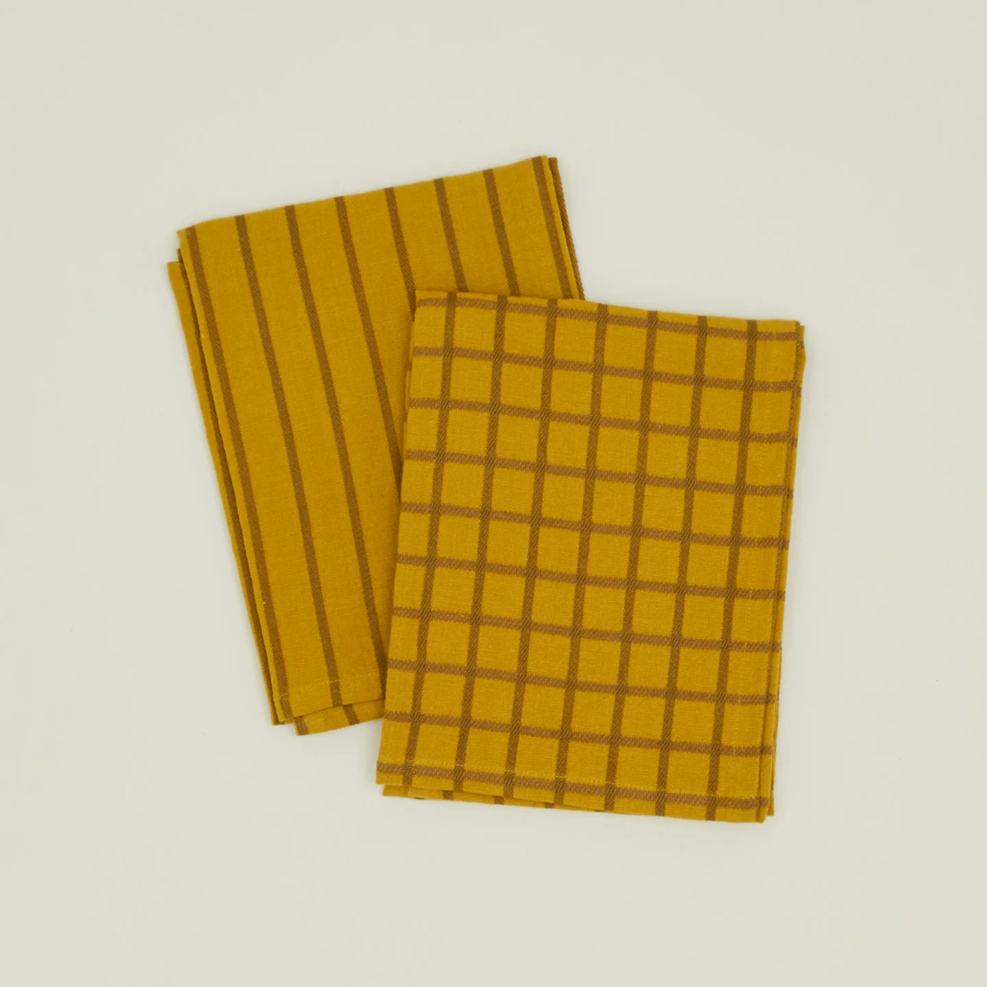 Essential Yarn Dyed Dish Towel, Set of 2 - Mustard/Bronze - Image 2