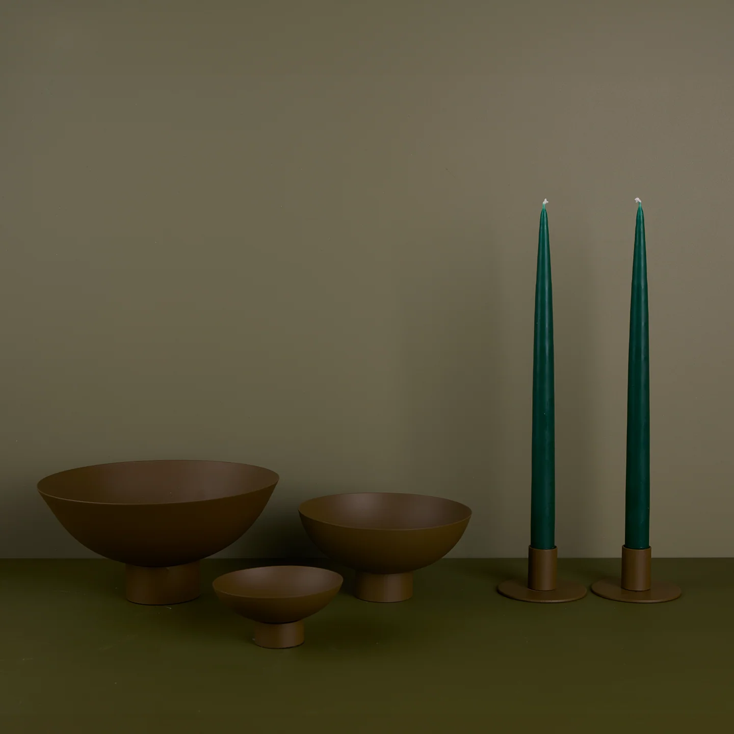 Essential Footed Bowl Decor Bundle - Olive