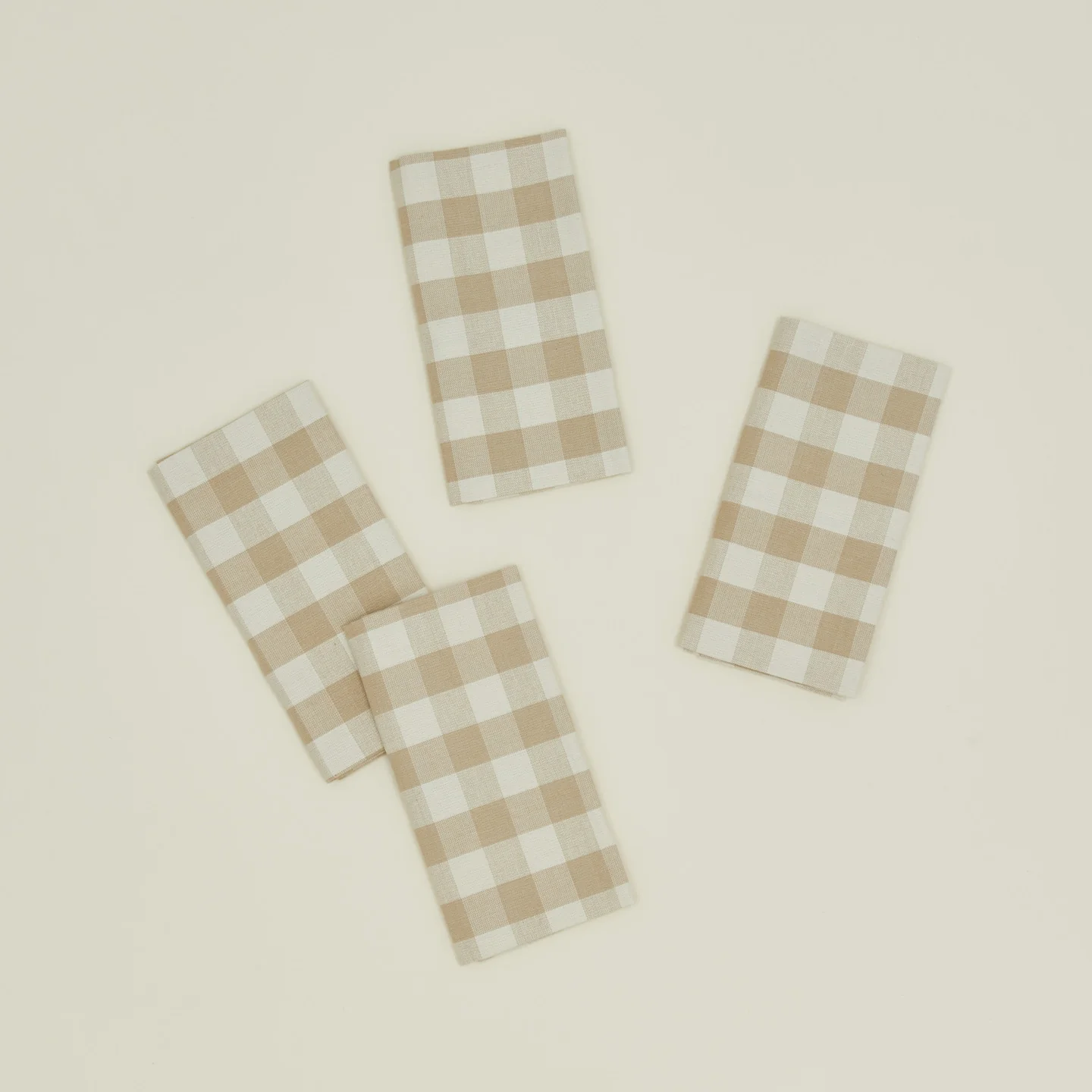 Essential Gingham Dinner Napkin, Set of 4 - Ivory/Flax