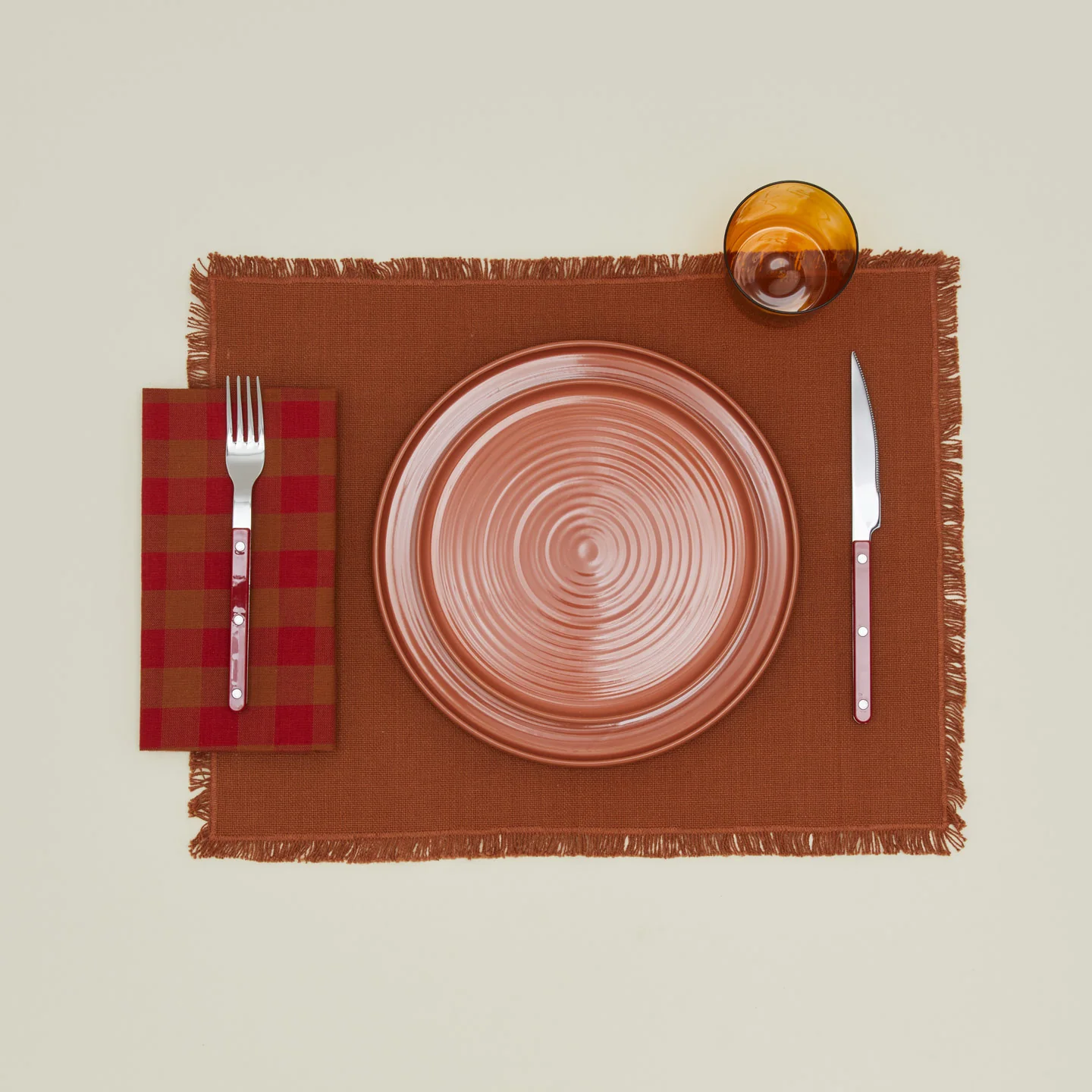 Essential Gingham Dinner Napkin, Set of 4 - Red/Terracotta - Image 2
