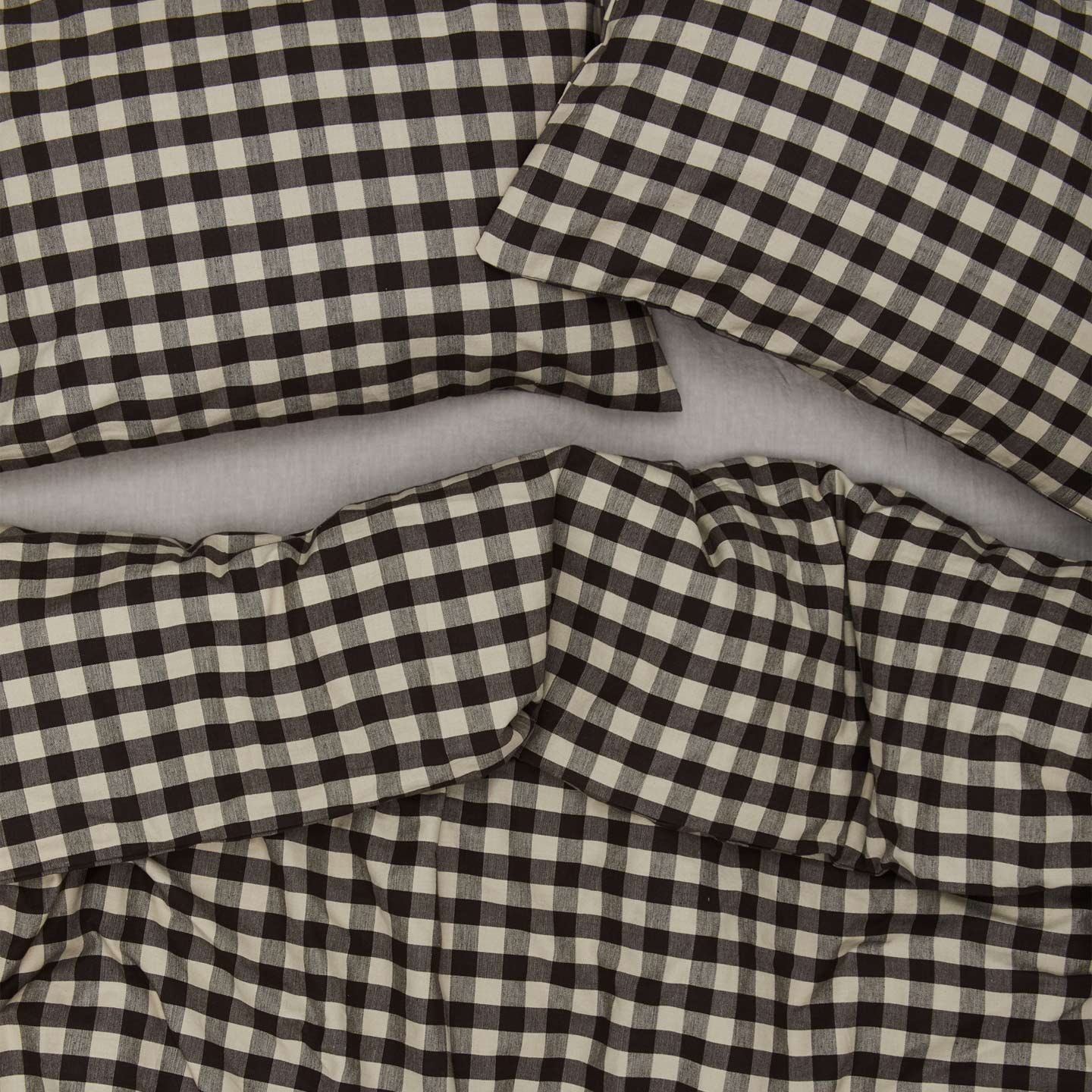 Essential Gingham Pillowcases, Set of 2 - Light Grey/Black - Image 3