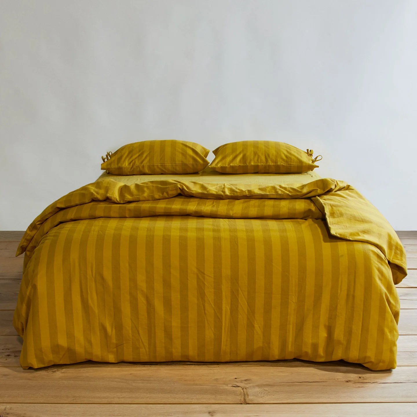 Essential Striped Duvet - Mustard/Bronze - Image 4