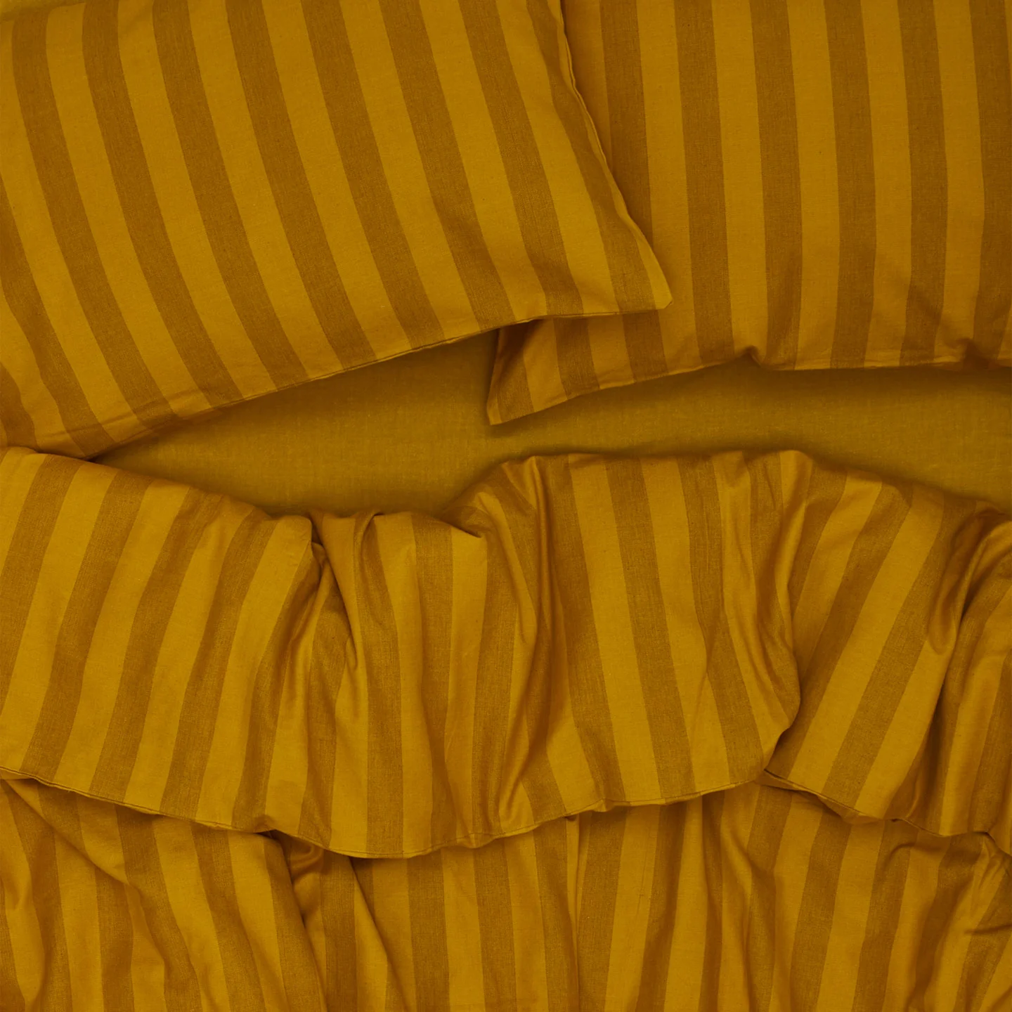 Essential Striped Pillowcases, Set of 2 - Mustard/Bronze - Image 3