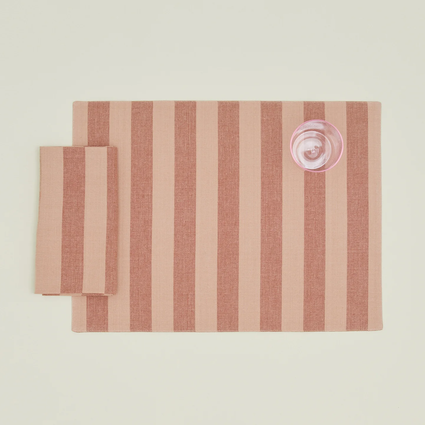 Essential Striped Placemat, Set of 4 - Blush/Terracotta - Image 2