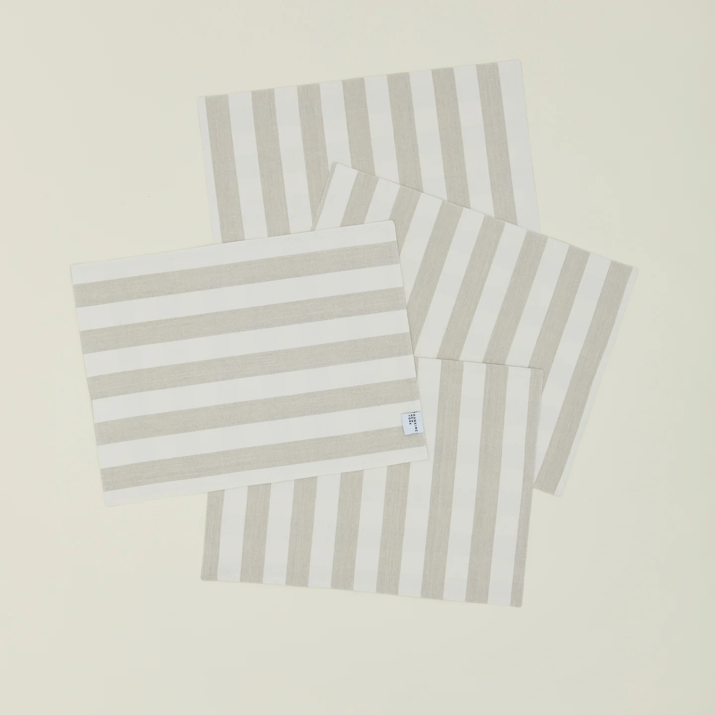 Essential Striped Placemat, Set of 4 - Ivory/Flax - Image 4