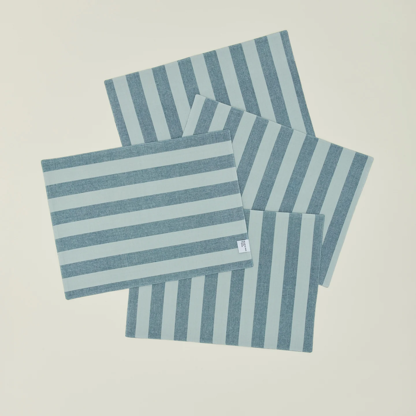 Essential Striped Placemat, Set of 4 - Sky/Peacock - Image 4