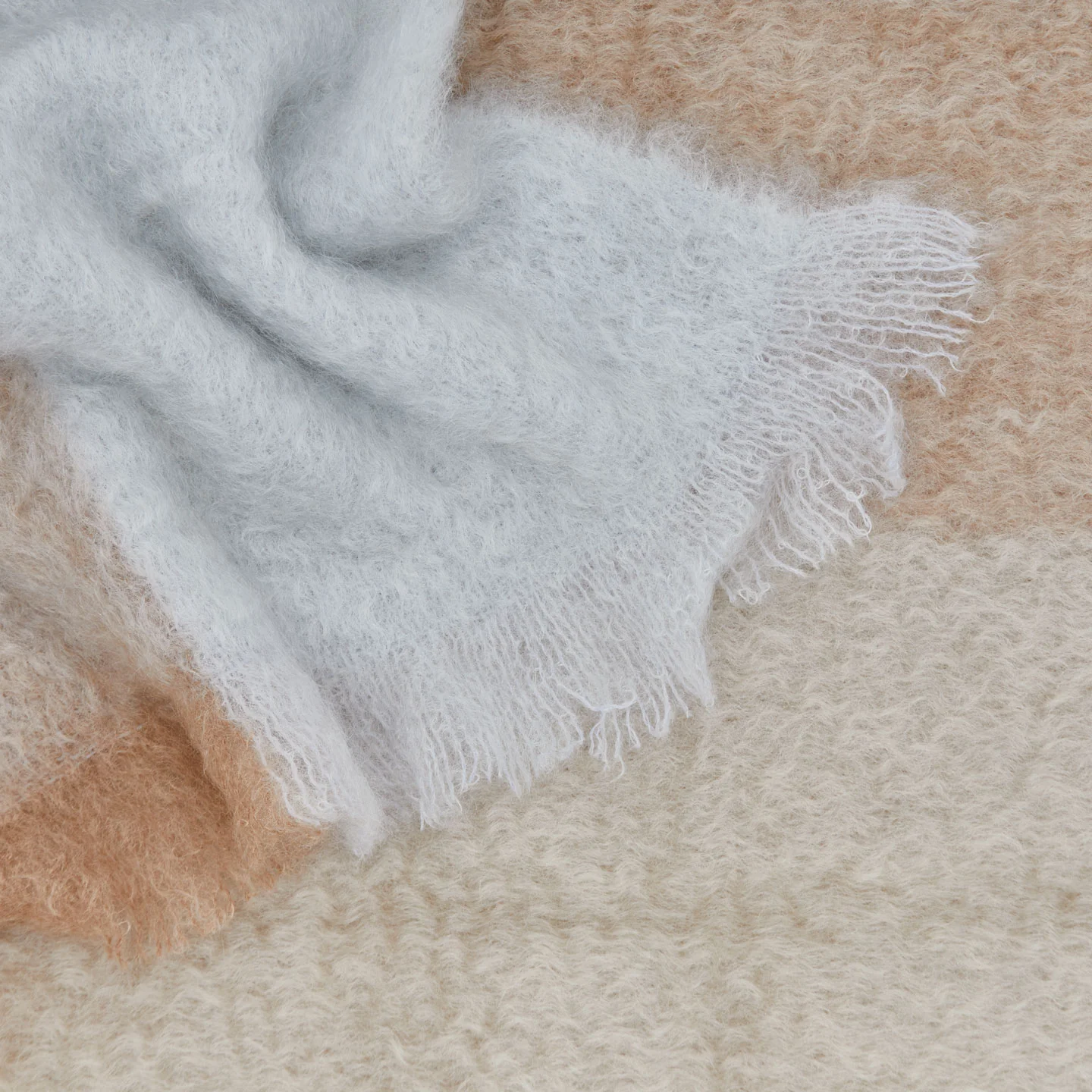 Plaid Mohair Throw - Neutral Exploded Plaid - Image 3