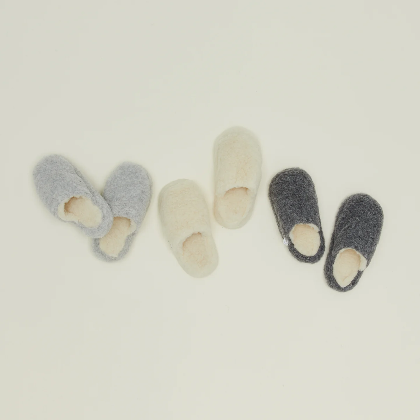 Fuzzy Wool Slippers - Light Grey - Image 3