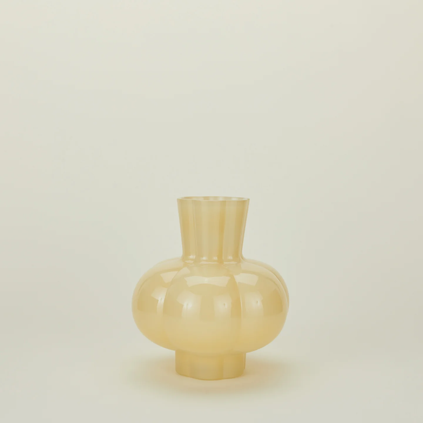 Glass Pleated Vase - Opaque Yellow