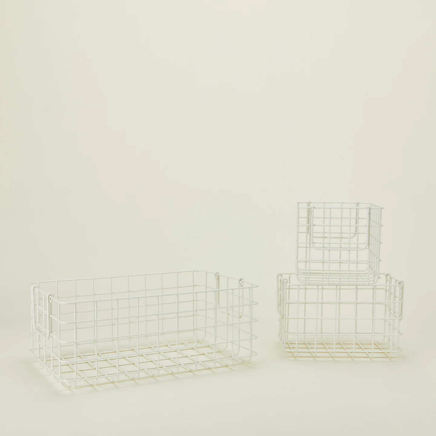 Grid Basket, Set of 3 - Chalk