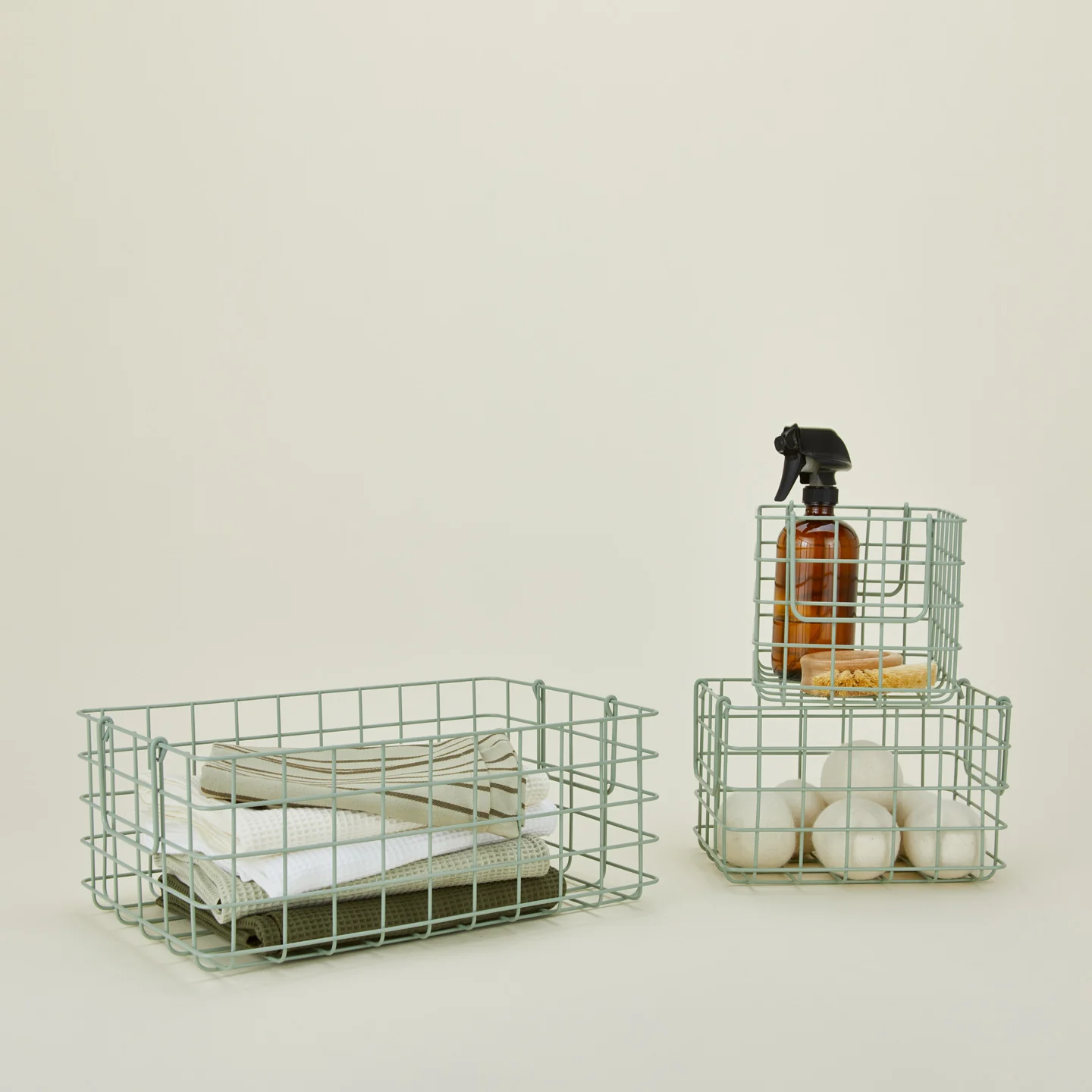 Grid Basket, Set of 3 - Sage - Image 2