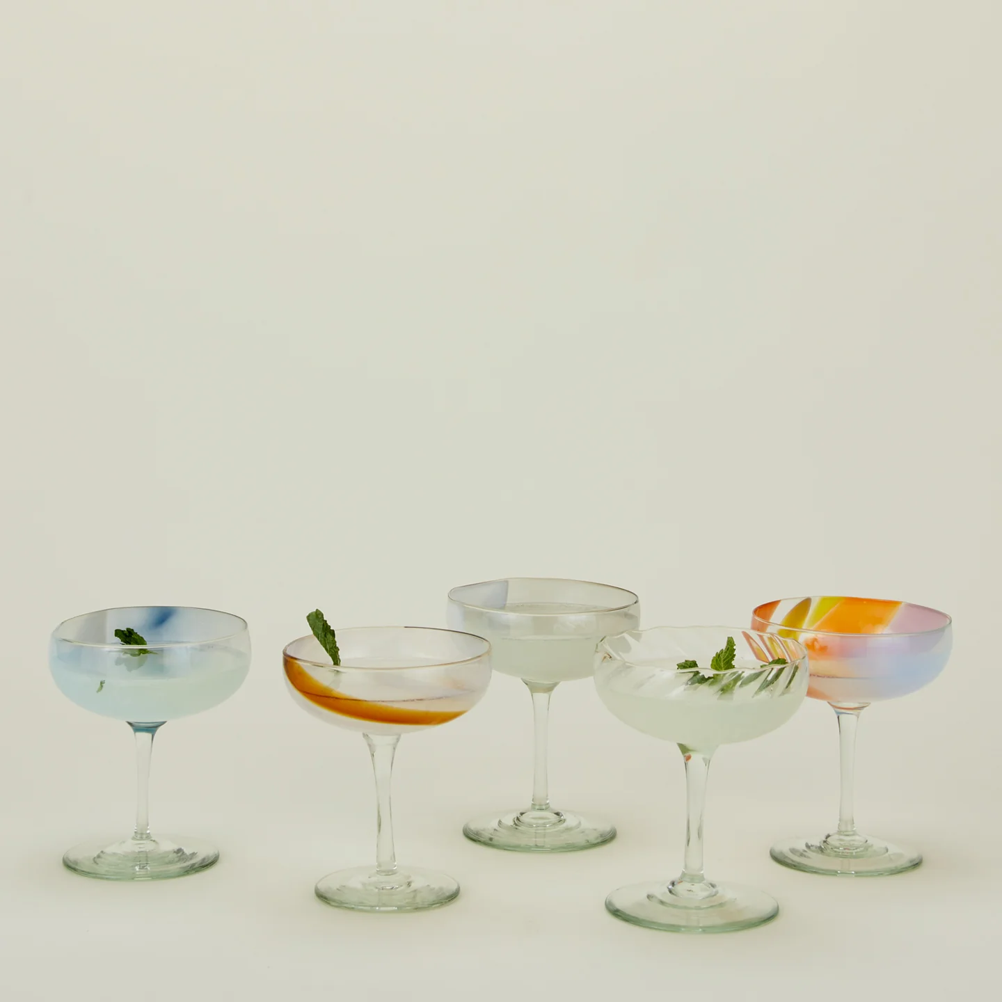 Hand Blown Coupe, Set of 2 - Multicolor - Image 4
