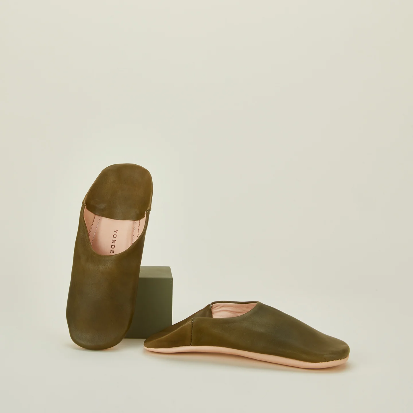 Handmade Leather Slippers - Olive - Image 3