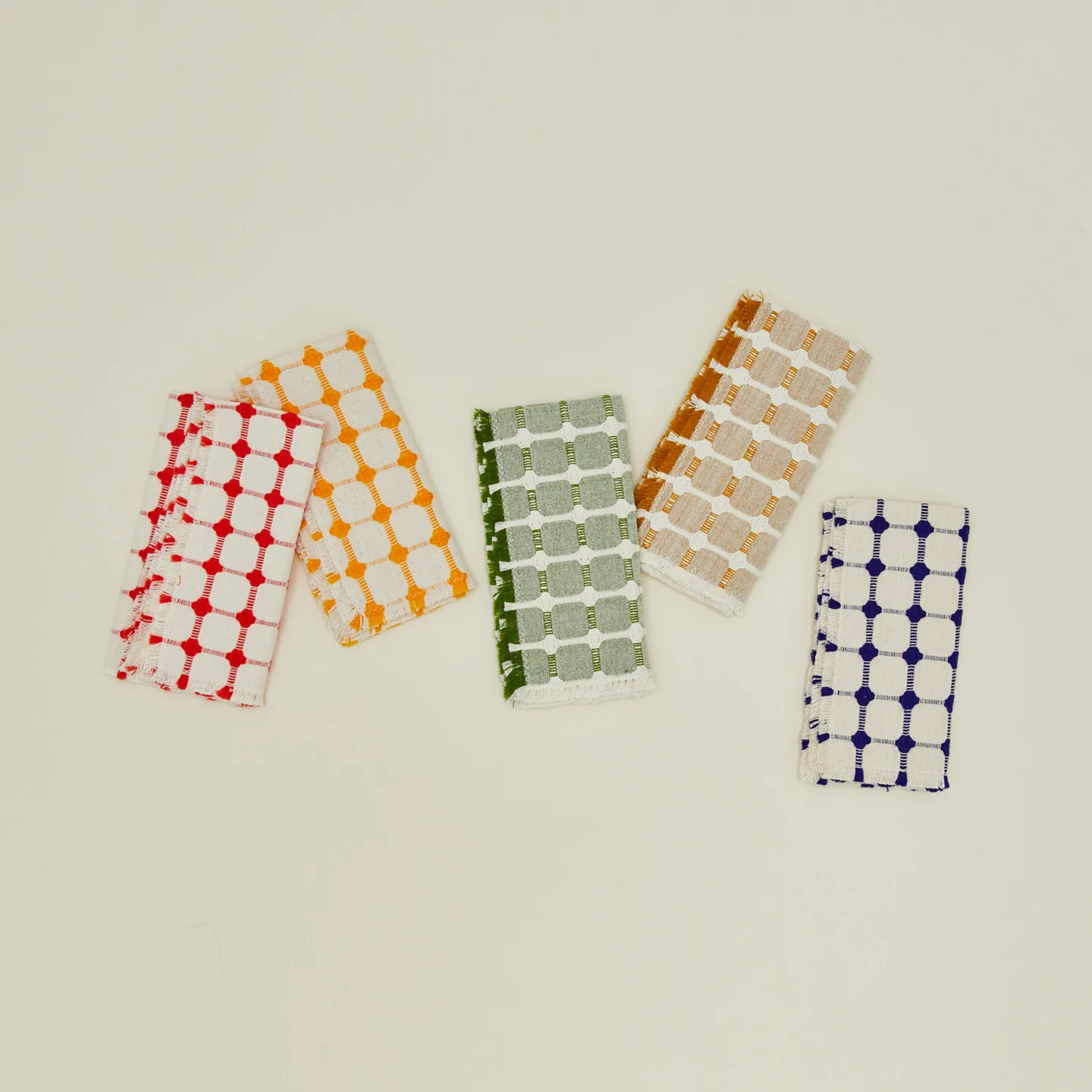 Hopsack Fringed Napkin, Set of 4 - Leaf - Image 4