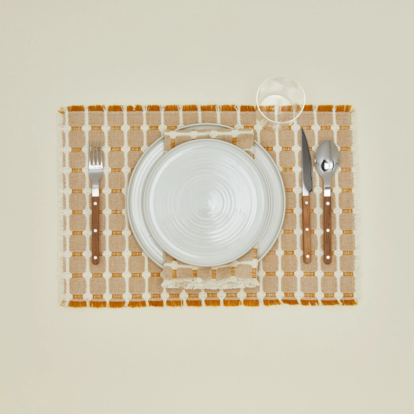 Hopsack Fringed Placemat, Set of 4 - Honey - Image 2