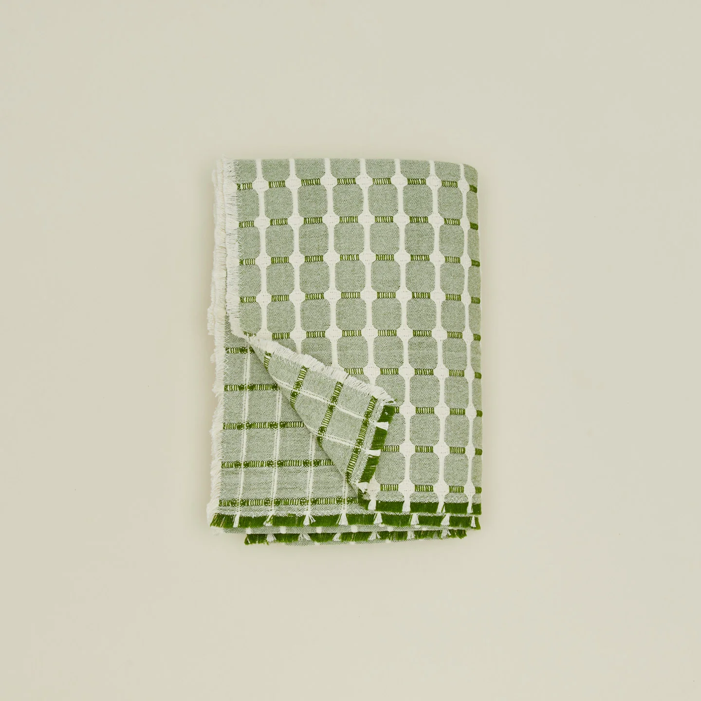 Hopsack Fringed Tablecloth - Leaf - Image 4