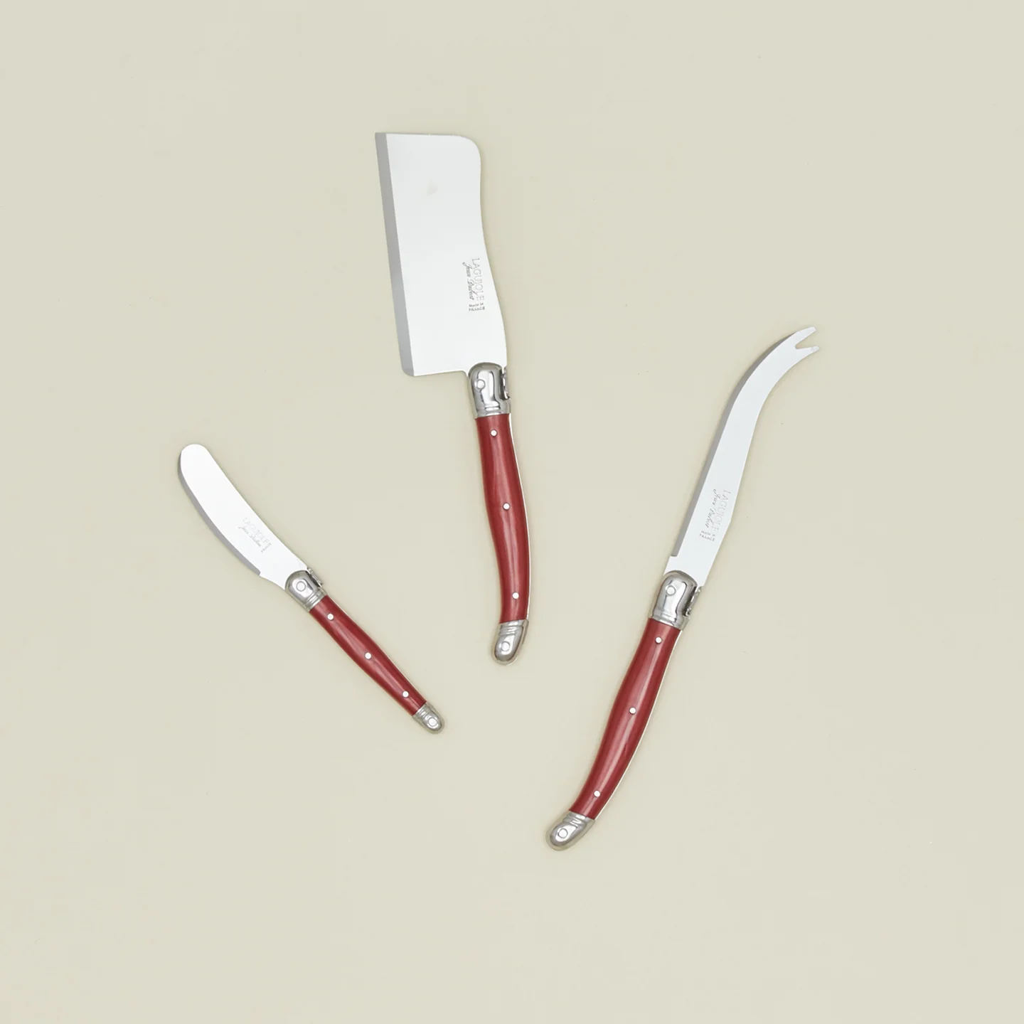Jean Dubost Cheese Knives, Set of 3 - Red - Image 2