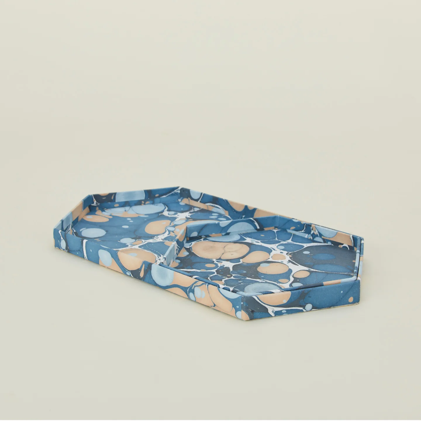 Marbleized Hexagon Tray, Set of 2 - Cool Marble - Image 4