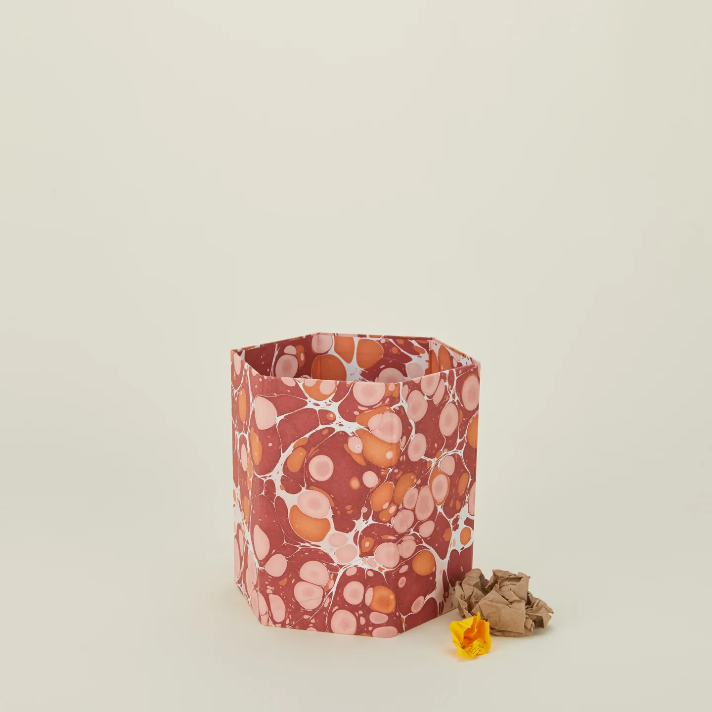 Marbleized Hexagon Wastebasket - Warm Marble - Image 2