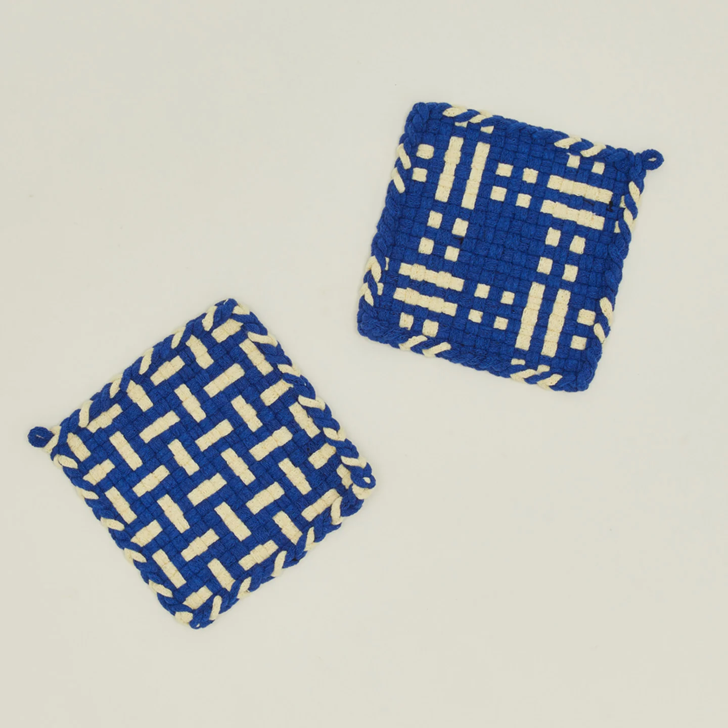Parquet Handwoven Pot Holder - Blue/Yellow - Image 3