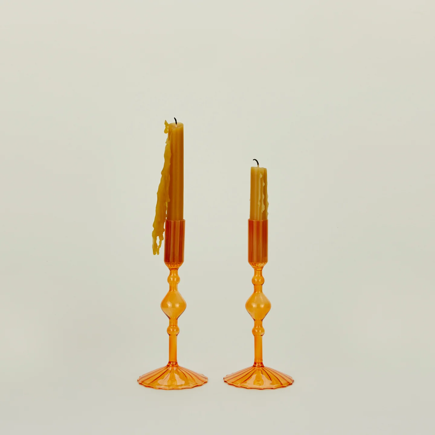 Pleated Candle Holder, Set of 2 - Orange - Image 2
