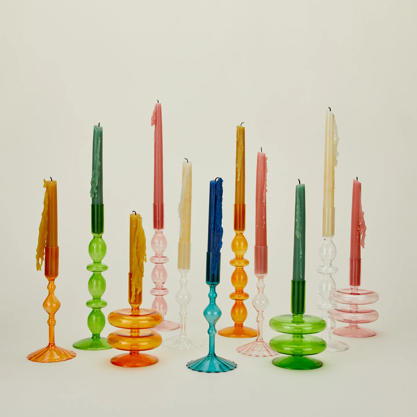 Pleated Candle Holder, Set of 2 - Orange - Image 4