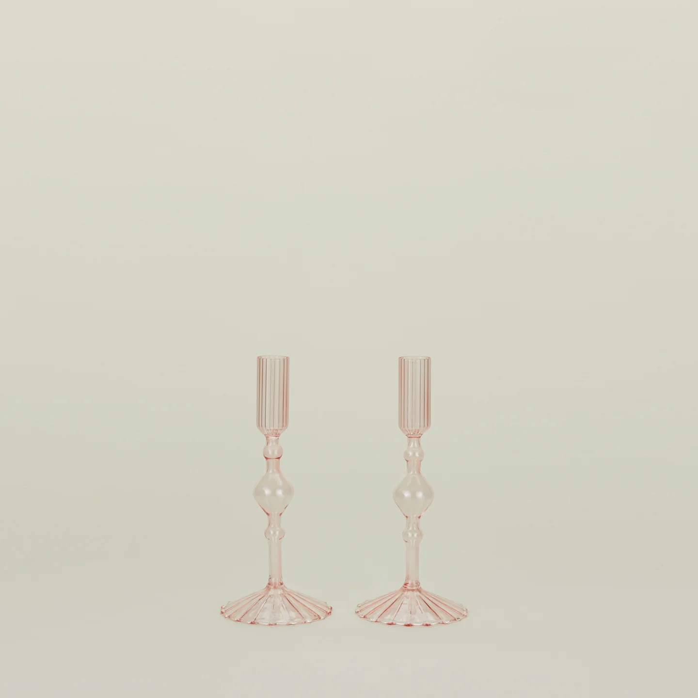 Pleated Candle Holder, Set of 2 - Pink