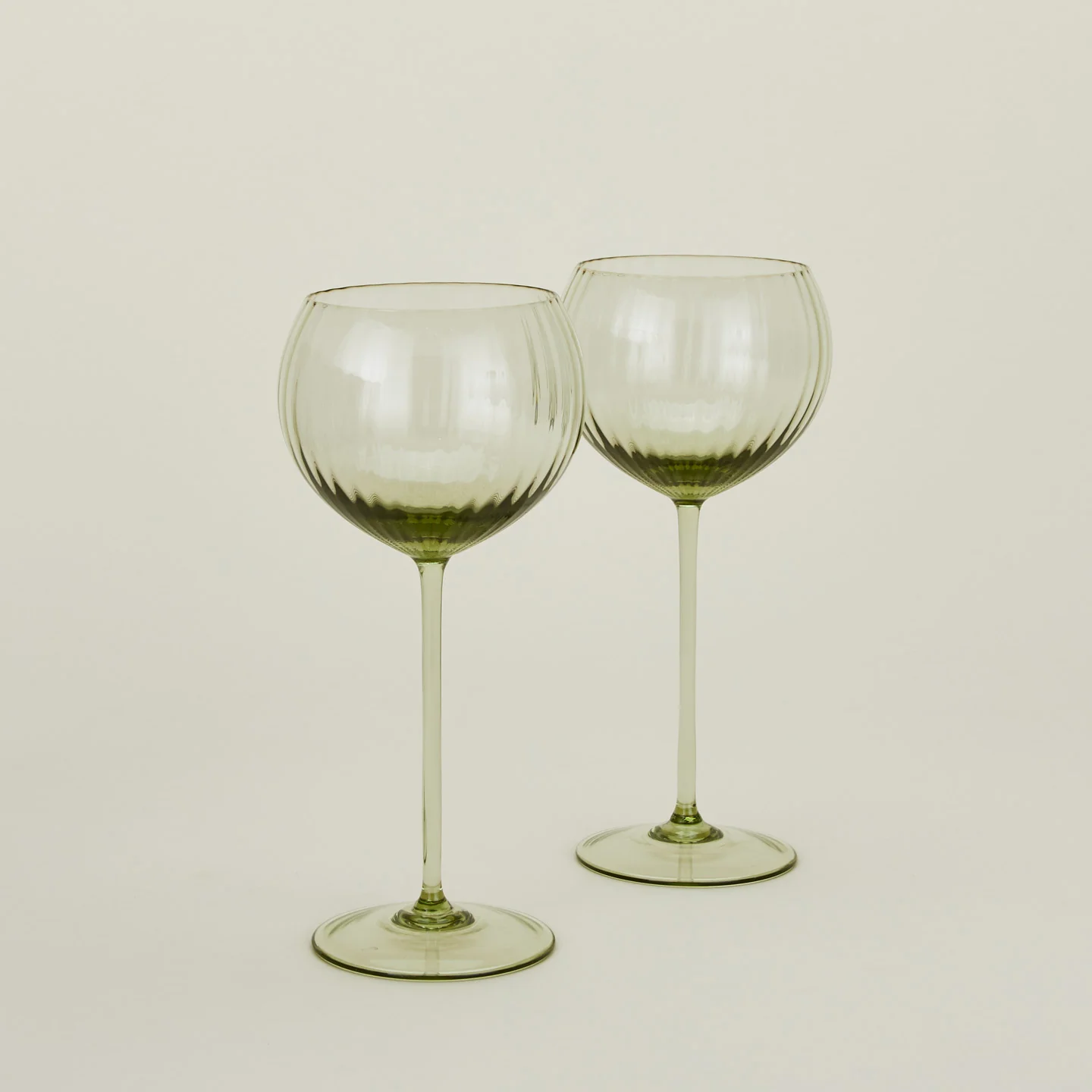 Ribbed Red Wine Glass, Set of 2 - Olive