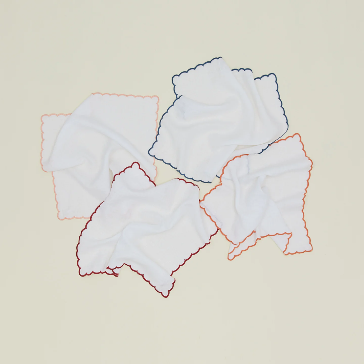 Scalloped Edge Linen Napkin, Set of 2 - Orange - Image 4