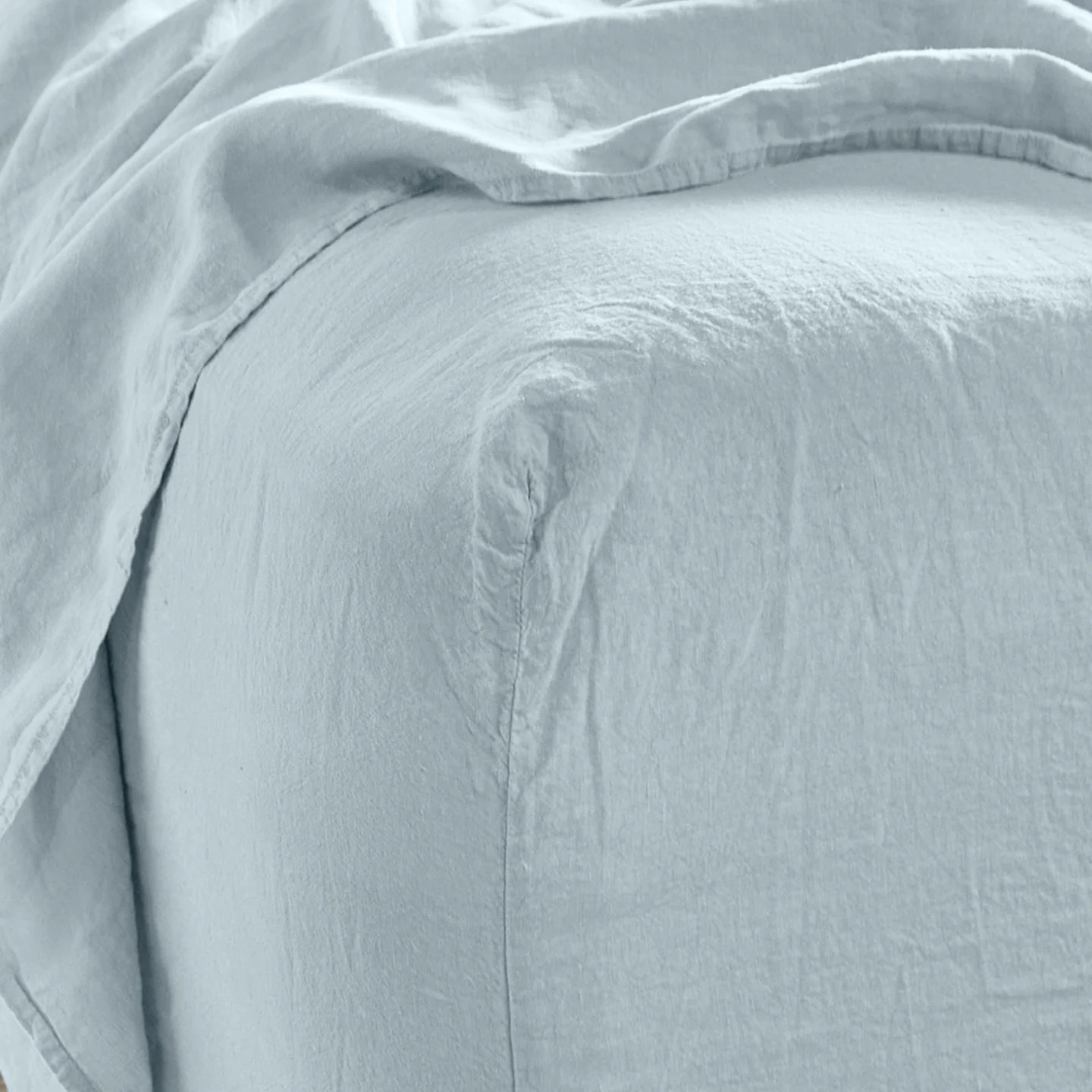 Simple Linen Fitted Sheet - Sky - Image 6