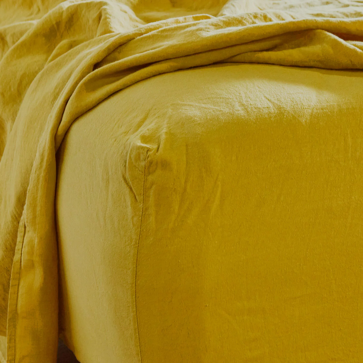 Simple Linen Flat Sheet - Mustard - Image 6