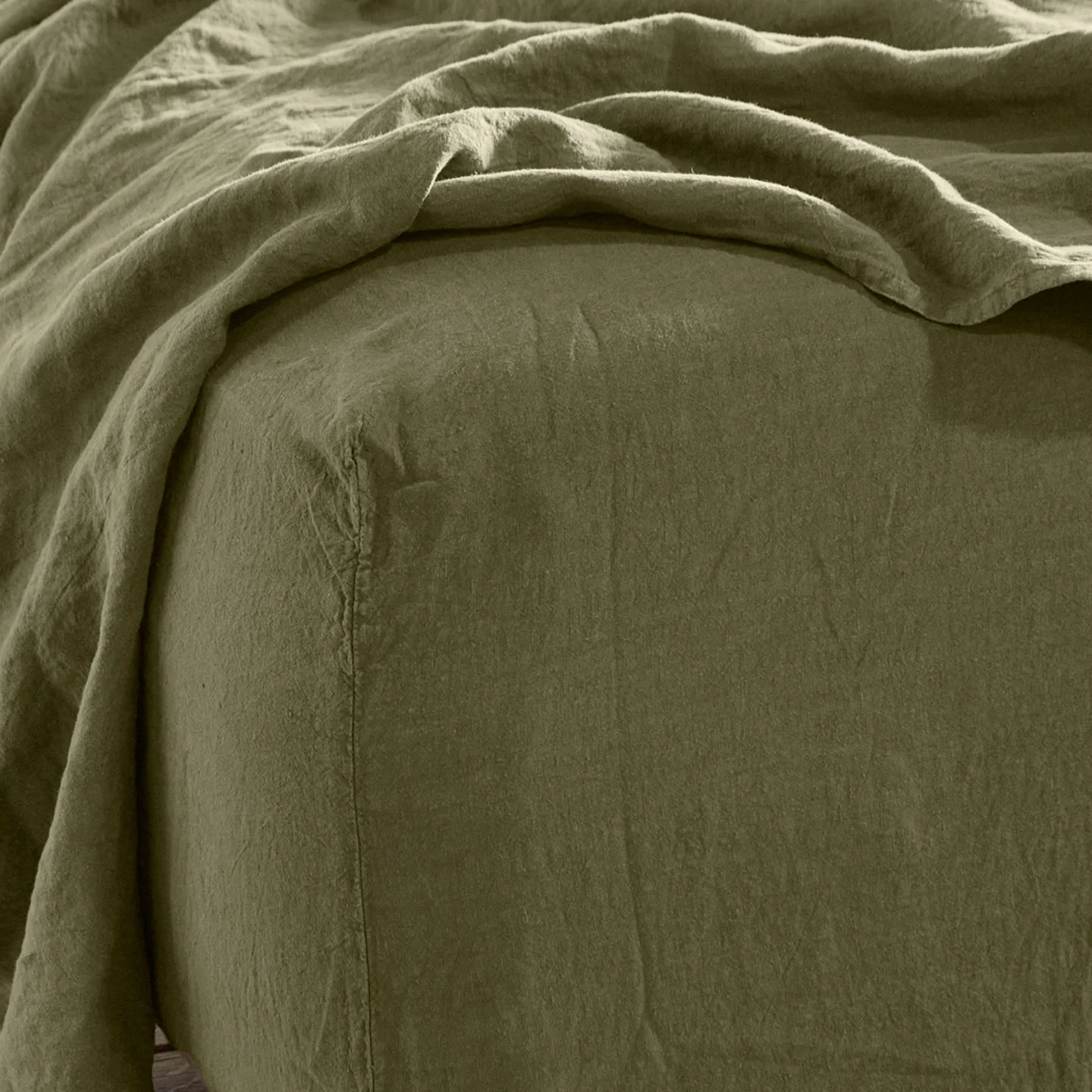 Simple Linen Flat Sheet - Olive - Image 5