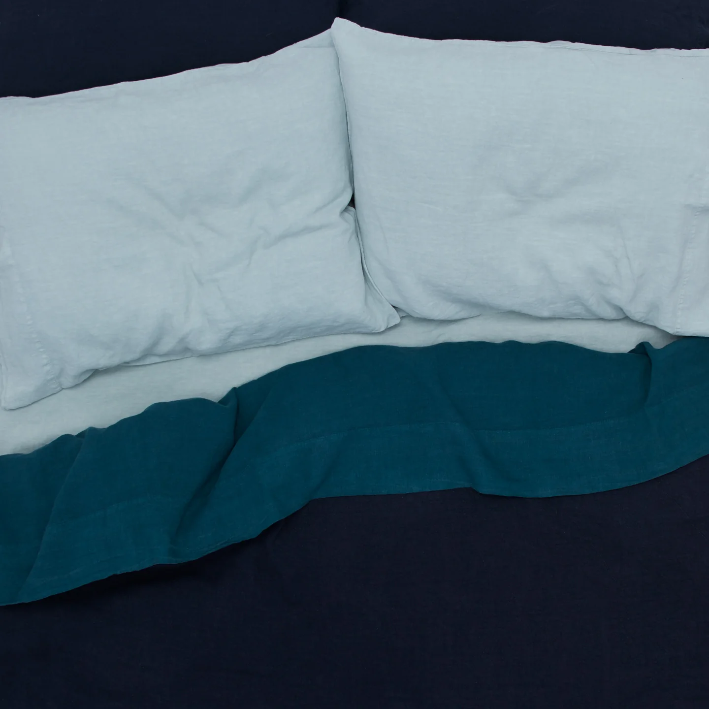 Simple Linen Flat Sheet - Peacock - Image 3