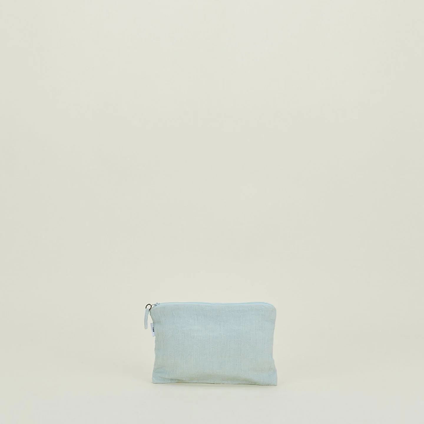 Simple Linen Zipper Pouch - Sky - Image 4