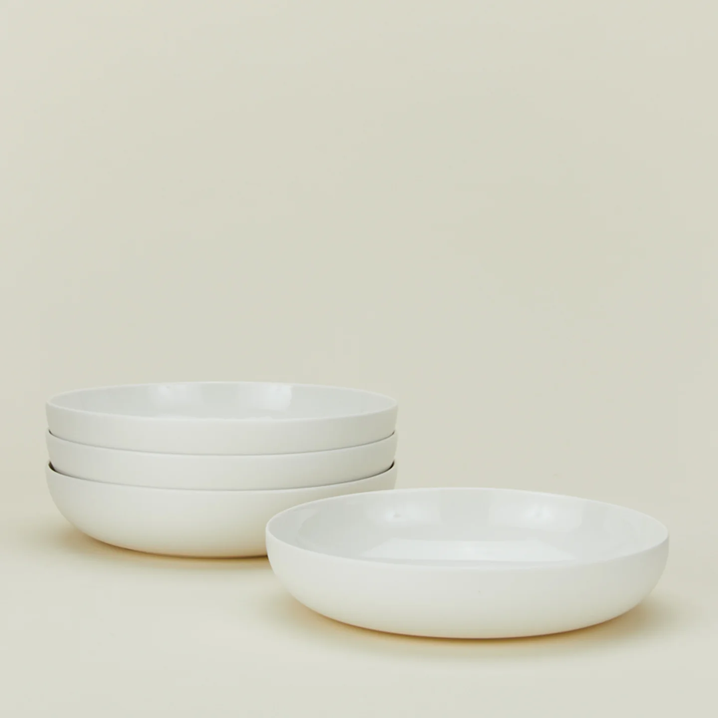 Simple Porcelain Low Bowl, Set of 4