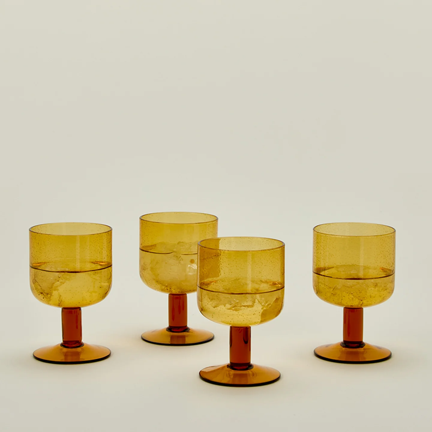 Simple Seeded Glassware, Set of 4 - Amber - Image 2