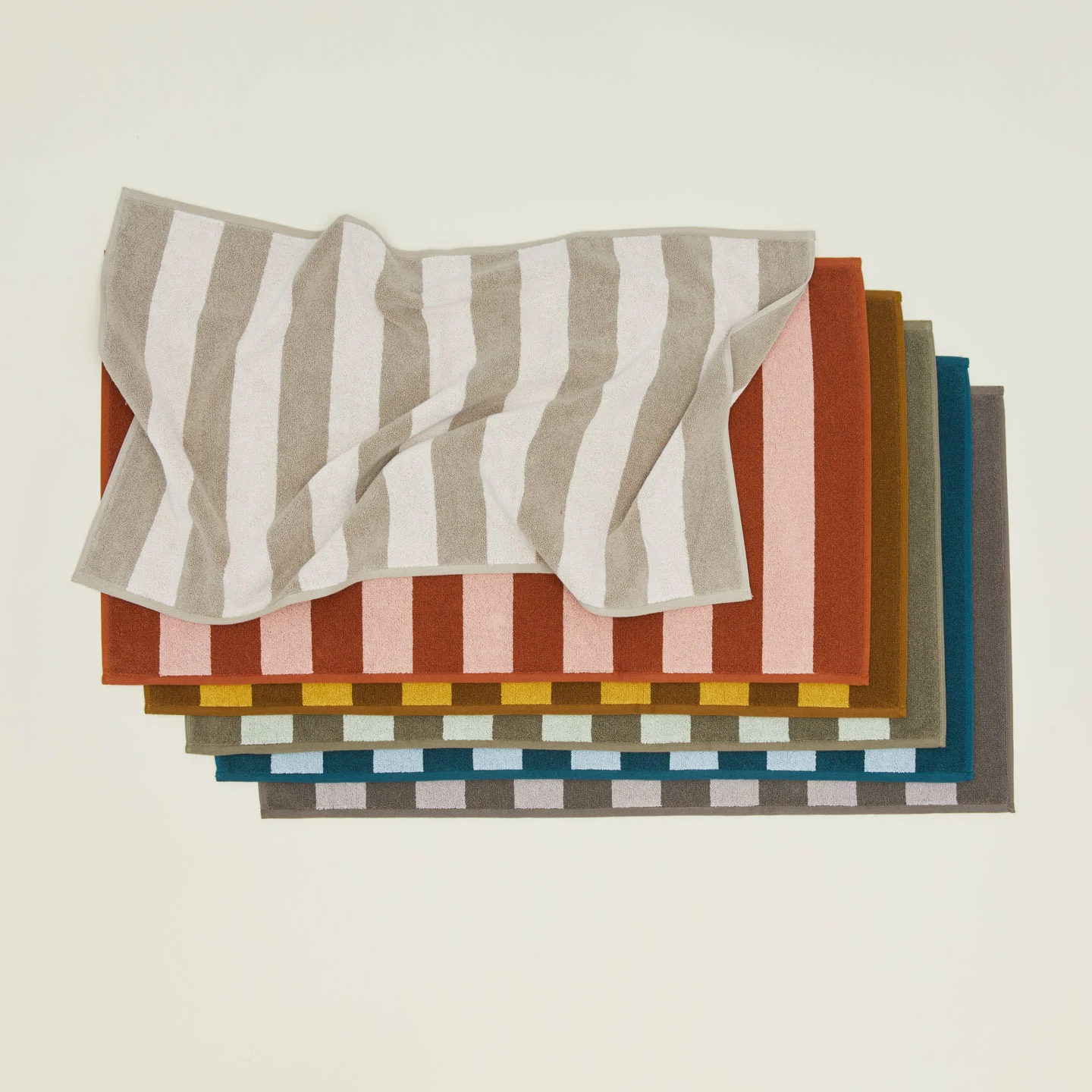 Simple Striped Terry Bath Mat - Blush/Terracotta - Image 3