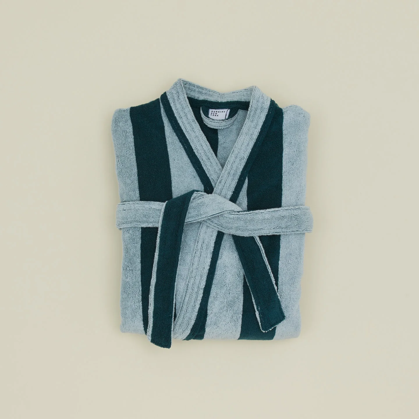 Simple Striped Terry Bathrobe - Sky/Peacock