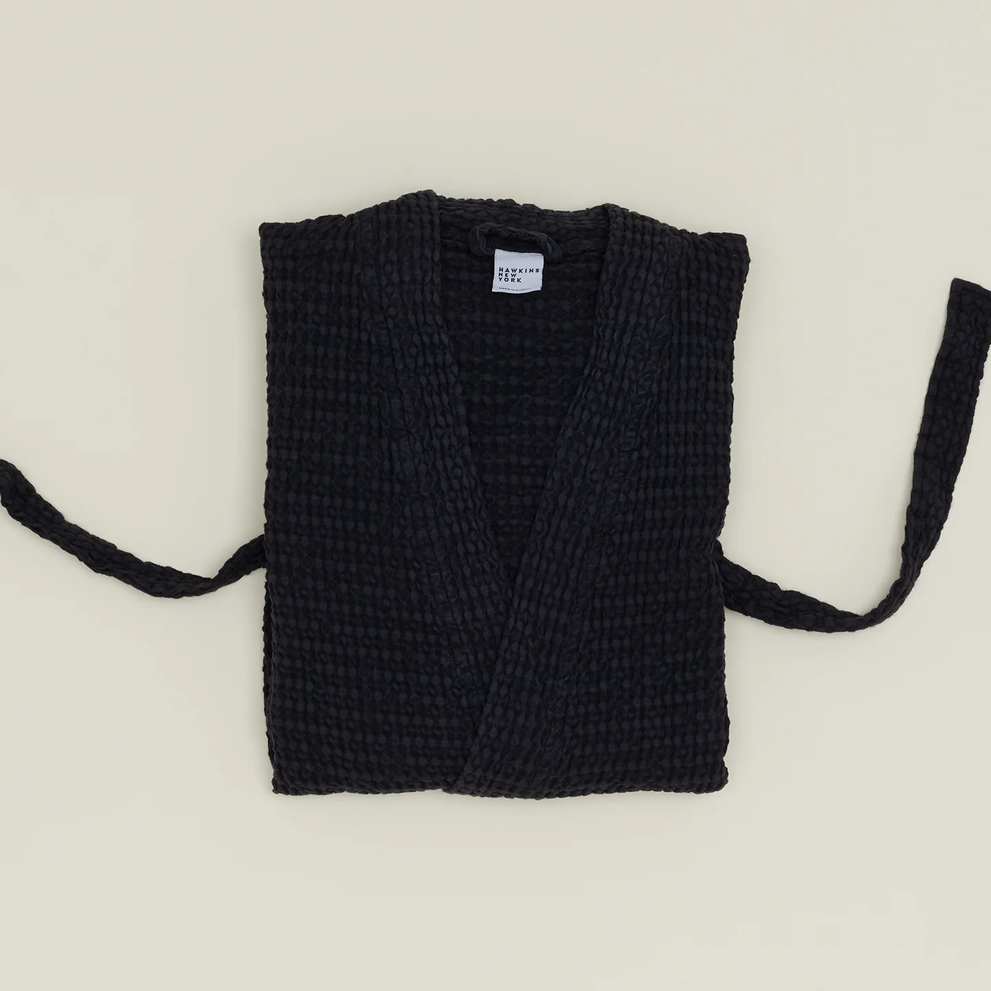 Simple Waffle Bathrobe - Black - Image 2