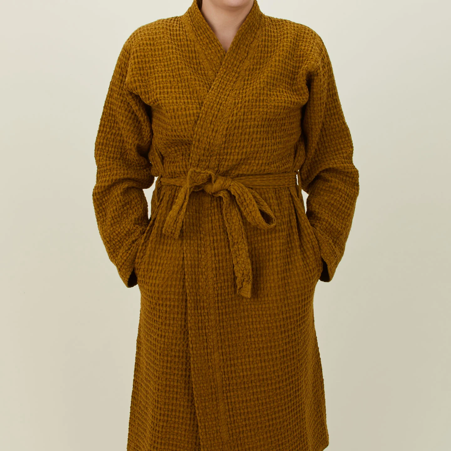 Simple Waffle Bathrobe - Bronze - Image 5