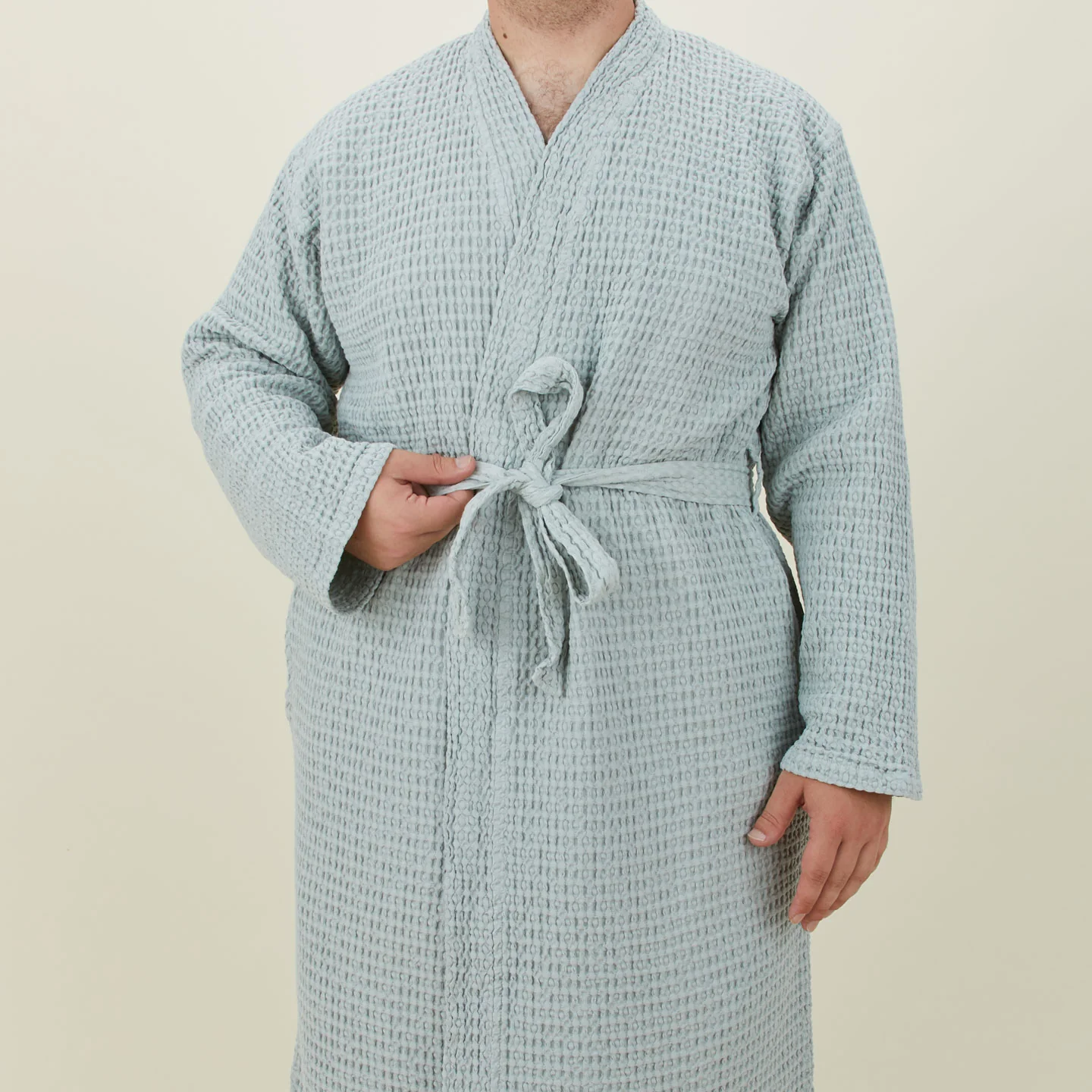 Simple Waffle Bathrobe - Sky - Image 5