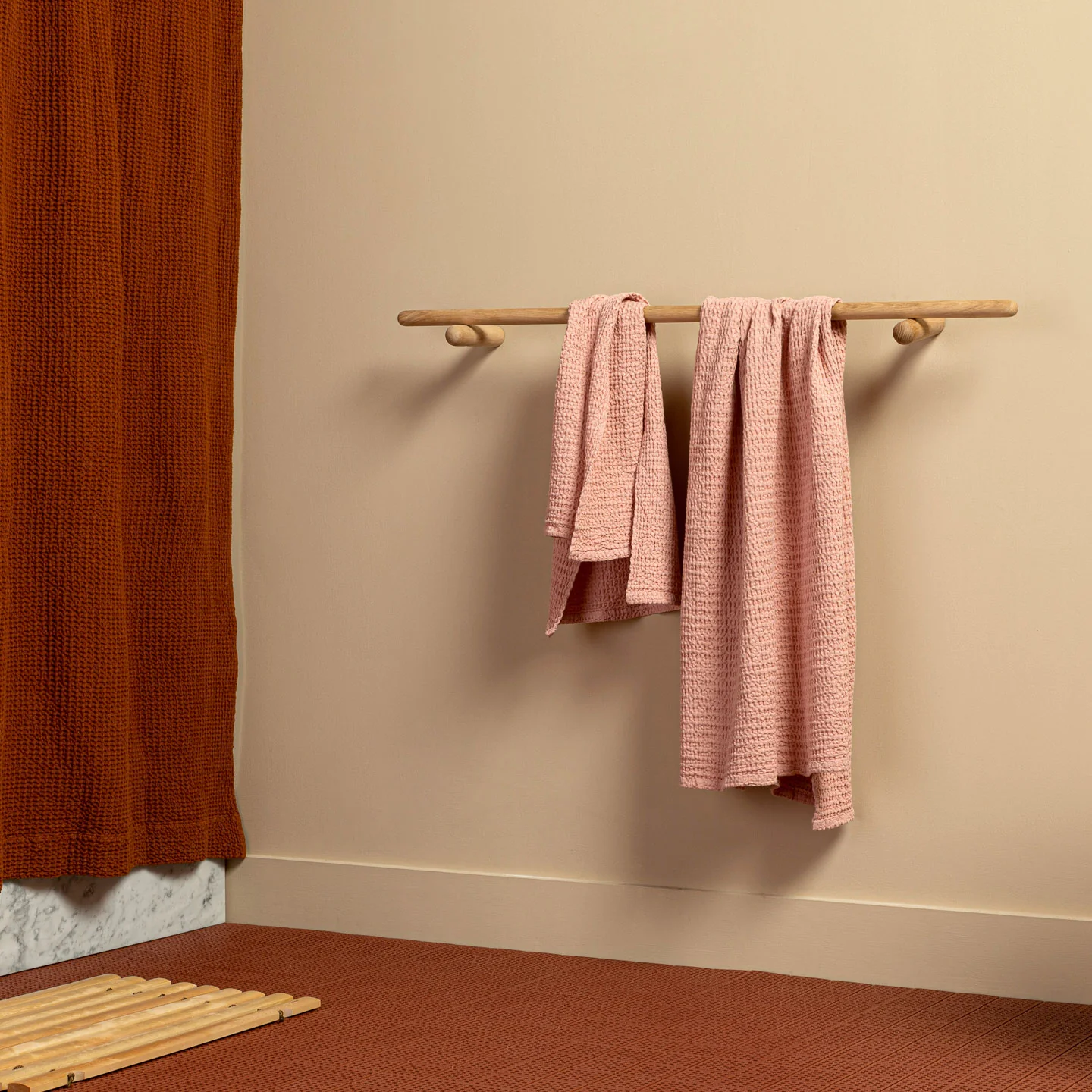 Simple Waffle Towel - Blush - Image 4