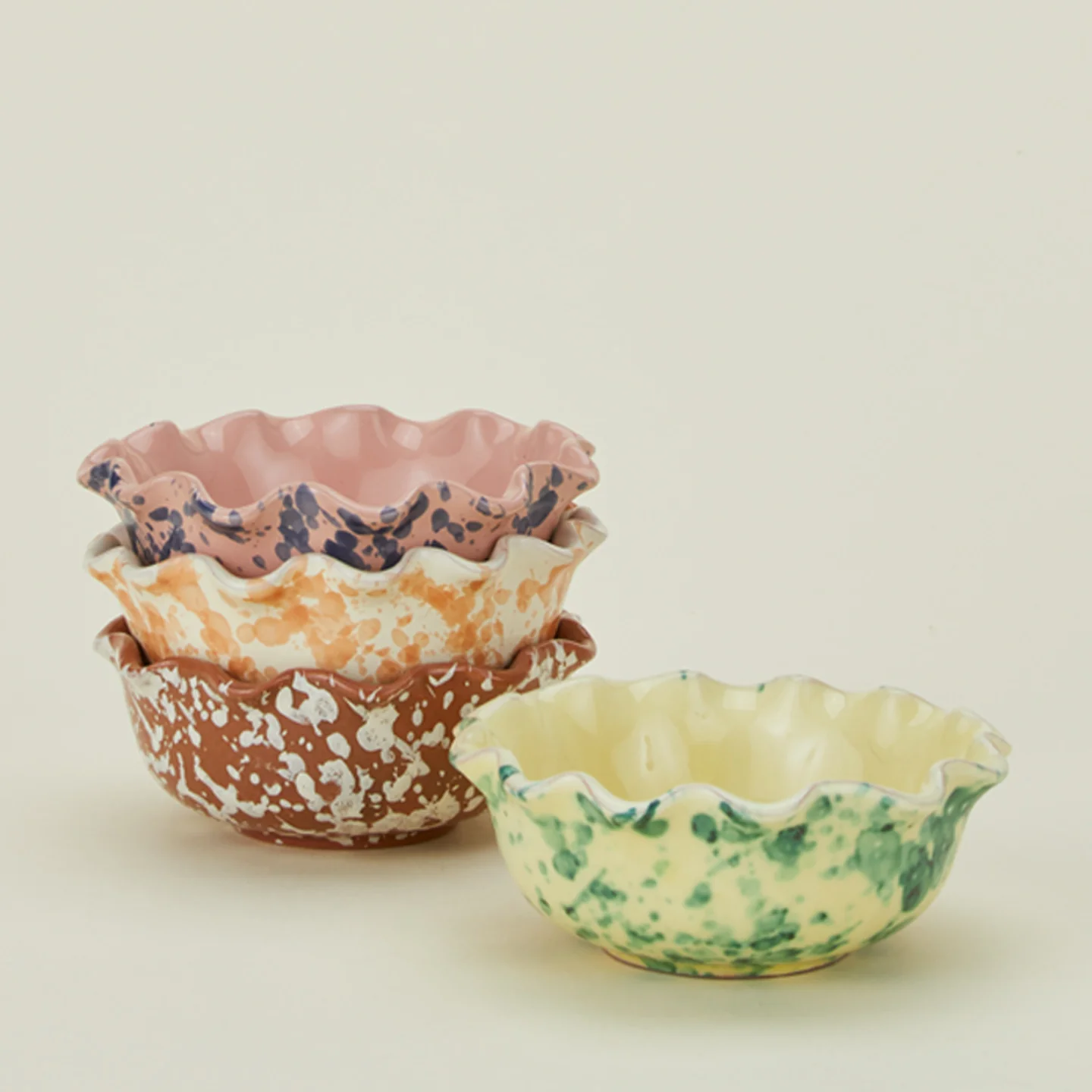Splatter Scallop Bowl - Yellow/Green - Image 5