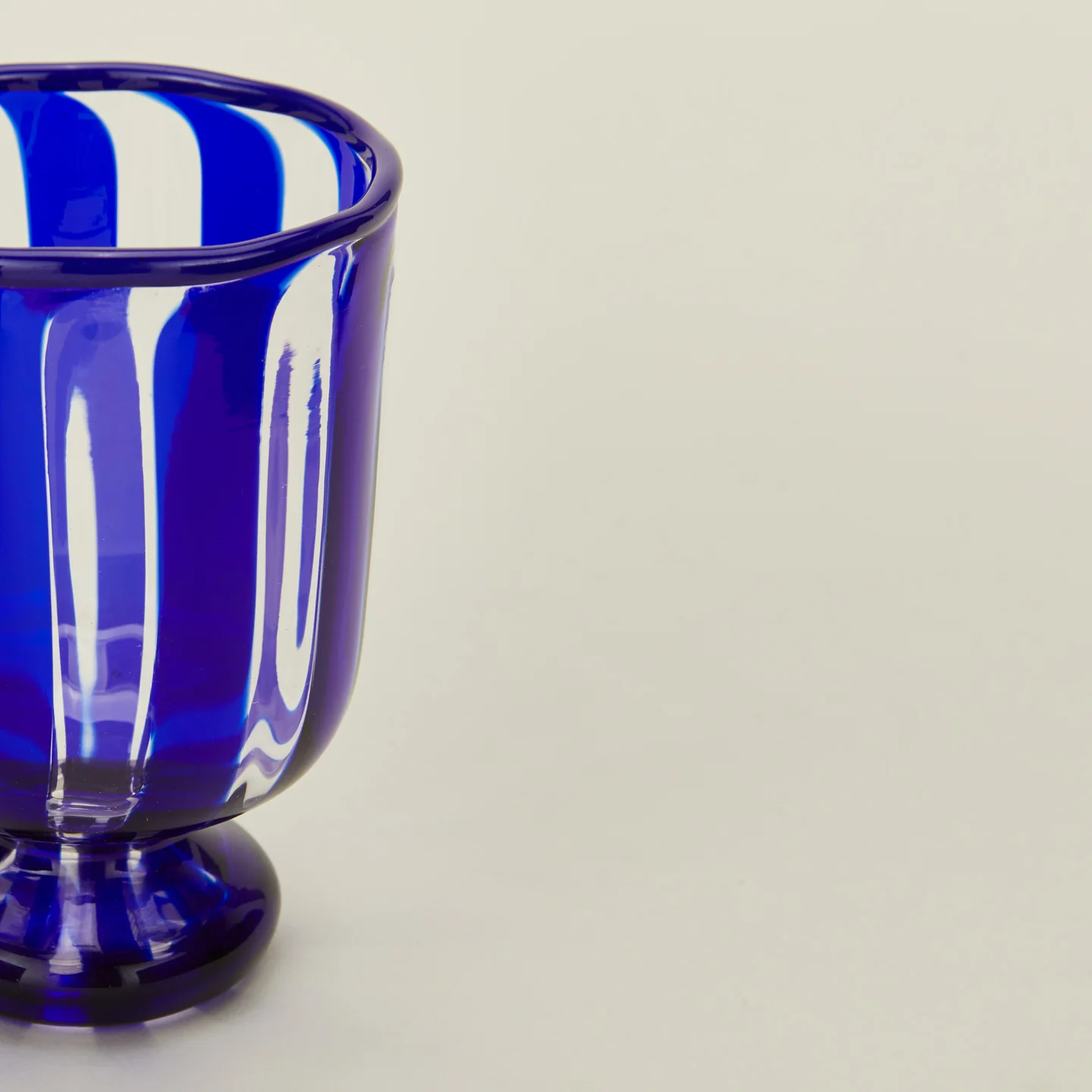 Striped Murano Wine Glass - Cobalt - Image 4