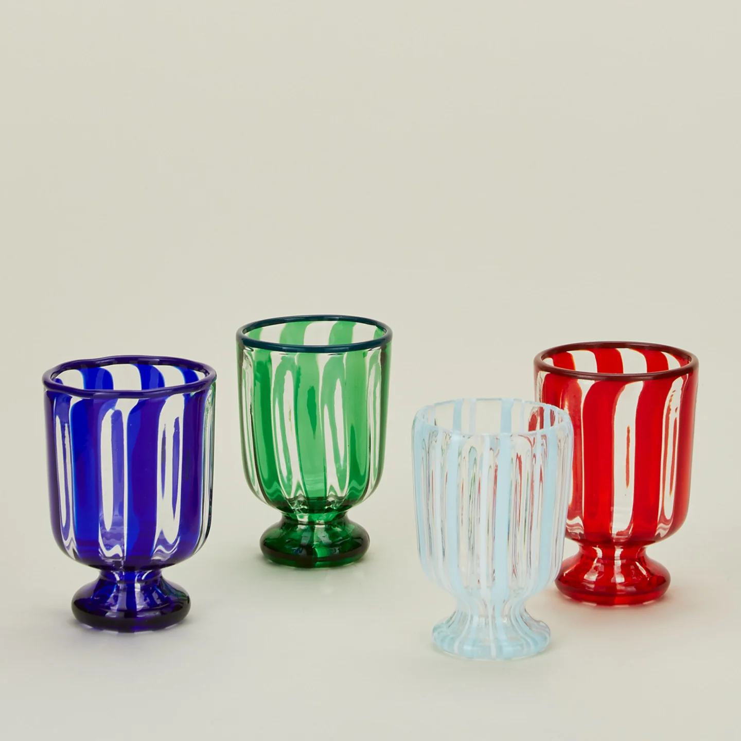 Striped Murano Wine Glass - Green - Image 5