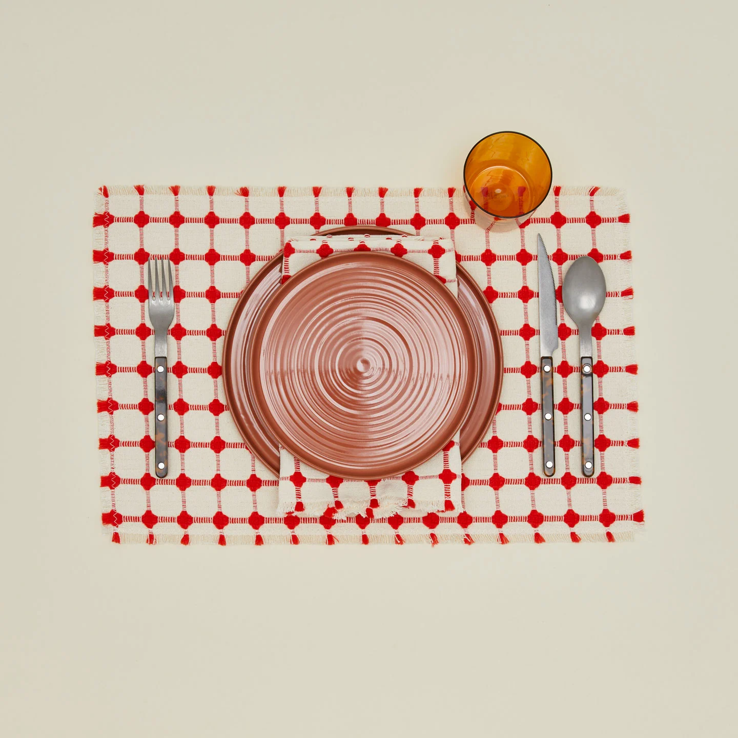 Wicker Fringed Placemat, Set of 4 - Cherry - Image 2