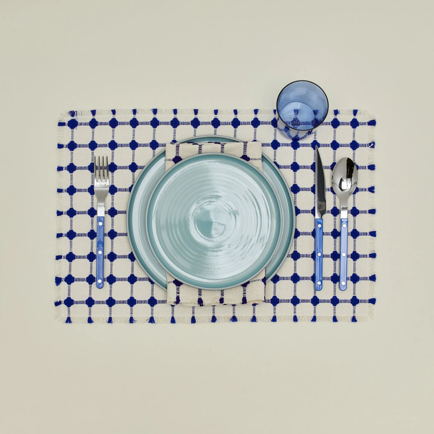 Wicker Fringed Placemat, Set of 4 - Cobalt - Image 2
